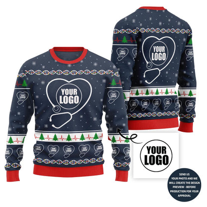 Festive Custom Logo Ugly Christmas Sweater For Nurse