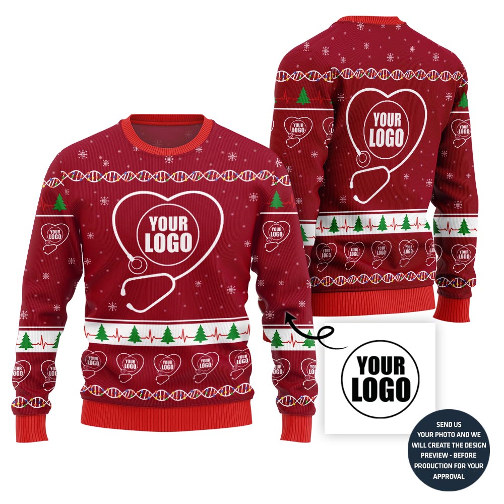 Festive Custom Logo Ugly Christmas Sweater For Nurse