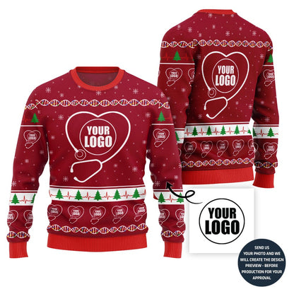 Festive Custom Logo Ugly Christmas Sweater For Nurse