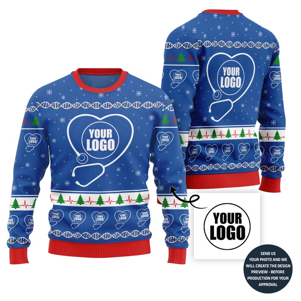 Festive Custom Logo Ugly Christmas Sweater For Nurse