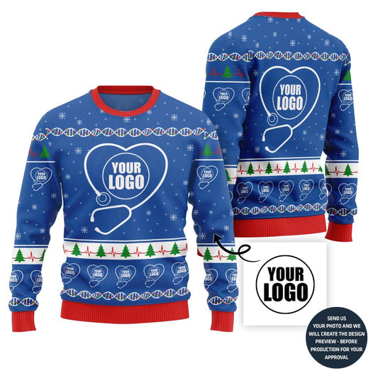 Festive Custom Logo Ugly Christmas Sweater For Nurse
