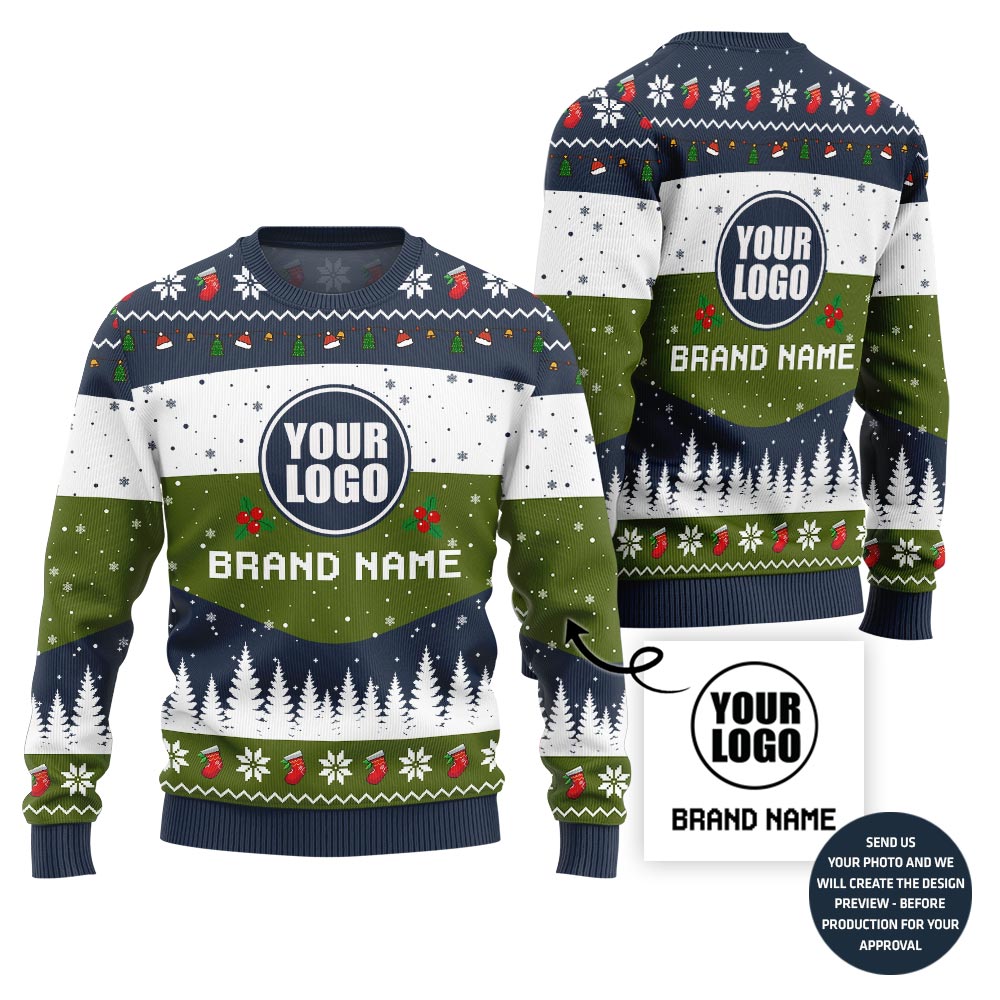 Festive Custom Logo Ugly Xmas Jumper For Company