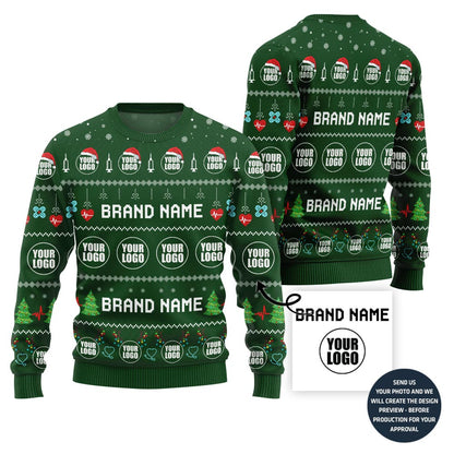 Festive Custom Logo and Name Ugly Xmas Sweater For Doctors