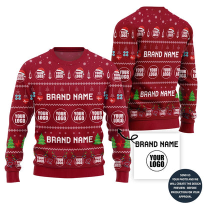 Festive Custom Logo and Name Ugly Xmas Sweater For Doctors