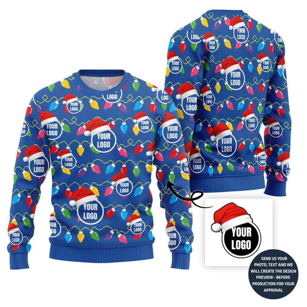Festive Custom Multiple Logos Ugly Christmas Sweater