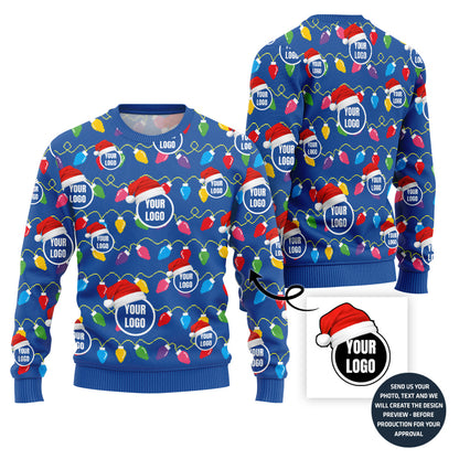 Festive Custom Multiple Logos Ugly Christmas Sweater