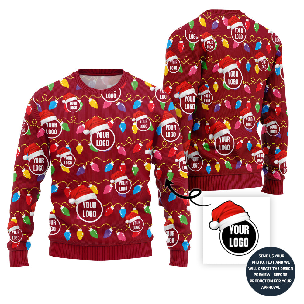 Festive Custom Multiple Logos Ugly Christmas Sweater