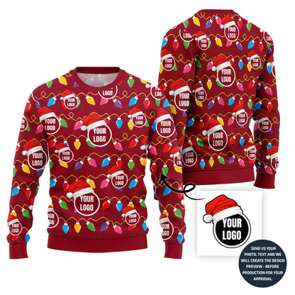 Festive Custom Multiple Logos Ugly Christmas Sweater
