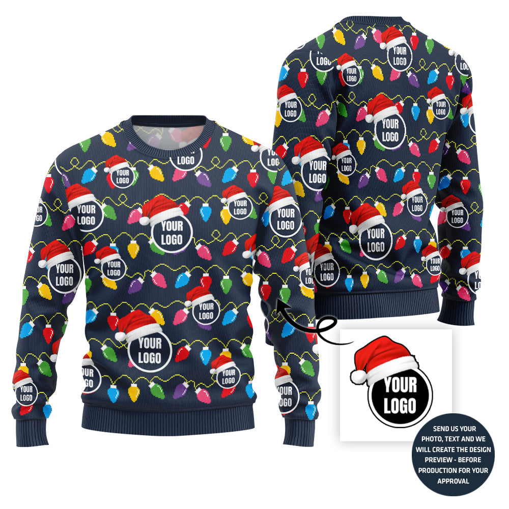 Festive Custom Multiple Logos Ugly Christmas Sweater