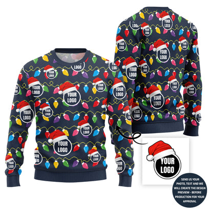 Festive Custom Multiple Logos Ugly Christmas Sweater