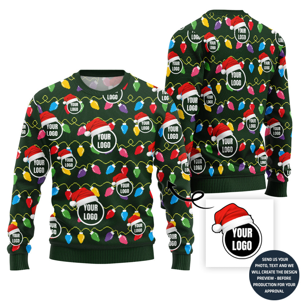Festive Custom Multiple Logos Ugly Christmas Sweater