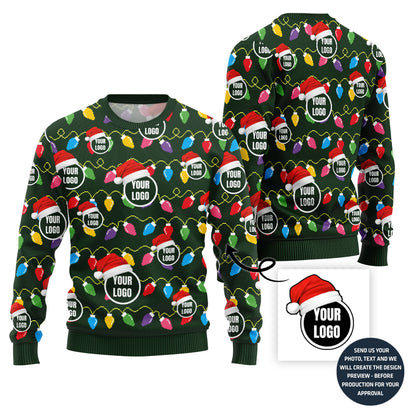 Festive Custom Multiple Logos Ugly Christmas Sweater