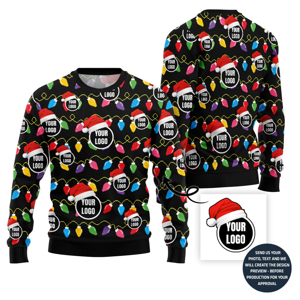 Festive Custom Multiple Logos Ugly Christmas Sweater