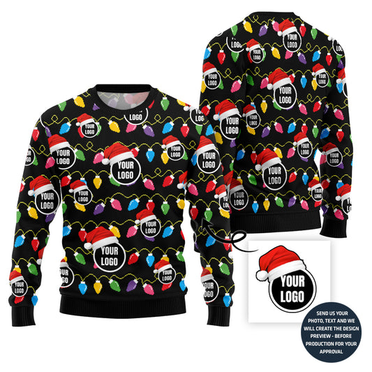 Festive Custom Multiple Logos Ugly Christmas Sweater