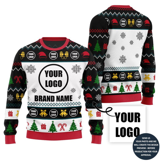 Festive Patterns Custom Logo Ugly Xmas Sweater For Company