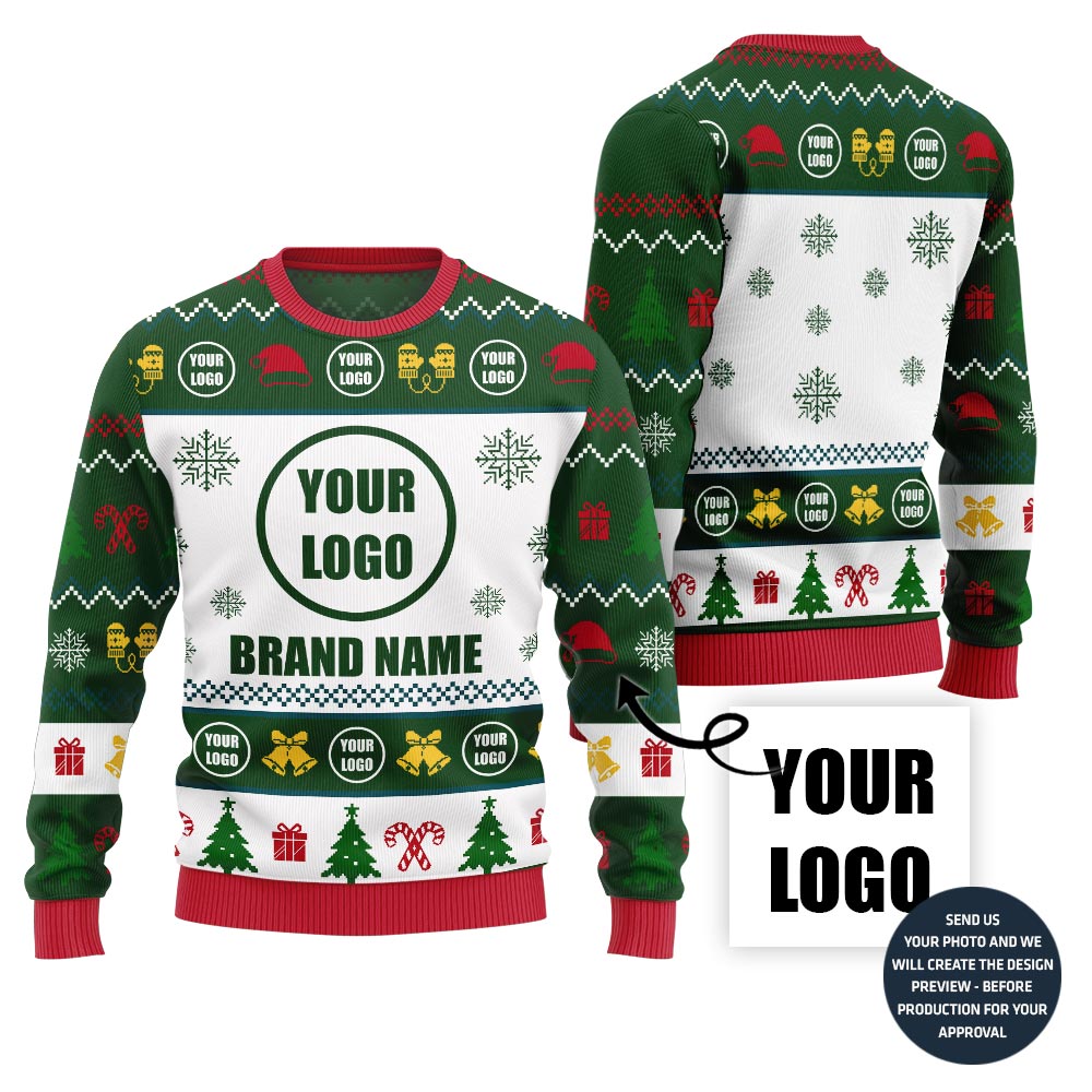 Festive Patterns Custom Logo Ugly Xmas Sweater For Company