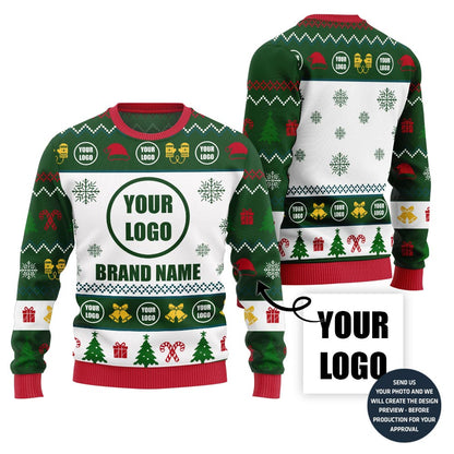 Festive Patterns Custom Logo Ugly Xmas Sweater For Company