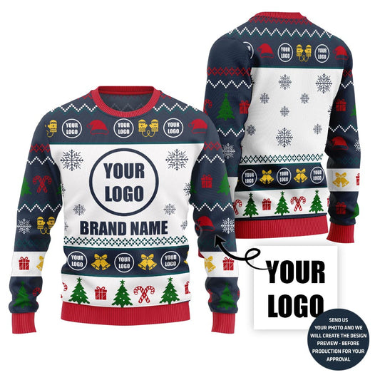 Festive Patterns Custom Logo Ugly Xmas Sweater For Company