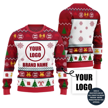 Festive Patterns Custom Logo Ugly Xmas Sweater For Company