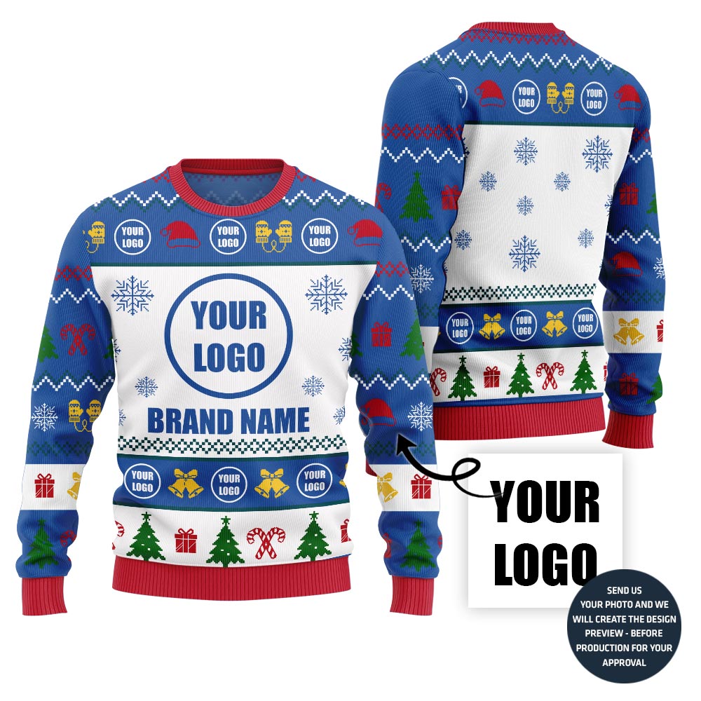 Festive Patterns Custom Logo Ugly Xmas Sweater For Company