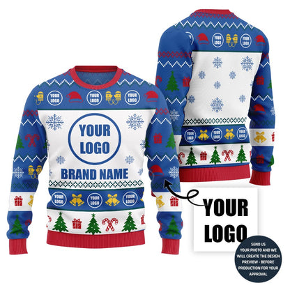 Festive Patterns Custom Logo Ugly Xmas Sweater For Company