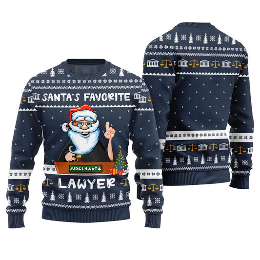 Festive Santa's Favorite Lawyer Funny Xmas Sweater Navy