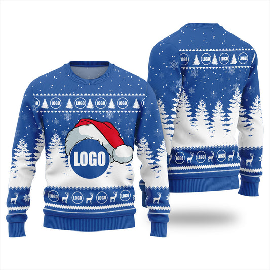 Festive Tree Custom Basic Logo Ugly Xmas Sweater For Teams