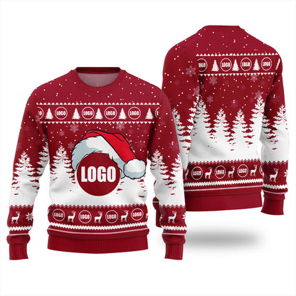 Festive Tree Custom Basic Logo Ugly Xmas Sweater For Teams