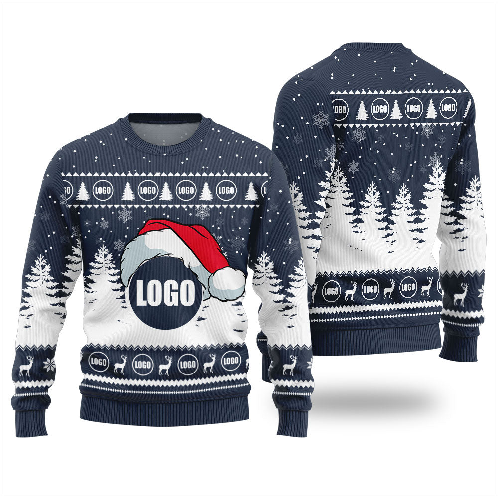 Festive Tree Custom Basic Logo Ugly Xmas Sweater For Teams