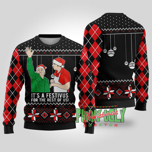 Festivus For The Rest Of Us Seinfeld Funny Christmas Sweater Black