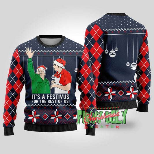 Festivus For The Rest Of Us Seinfeld Funny Christmas Sweater Navy
