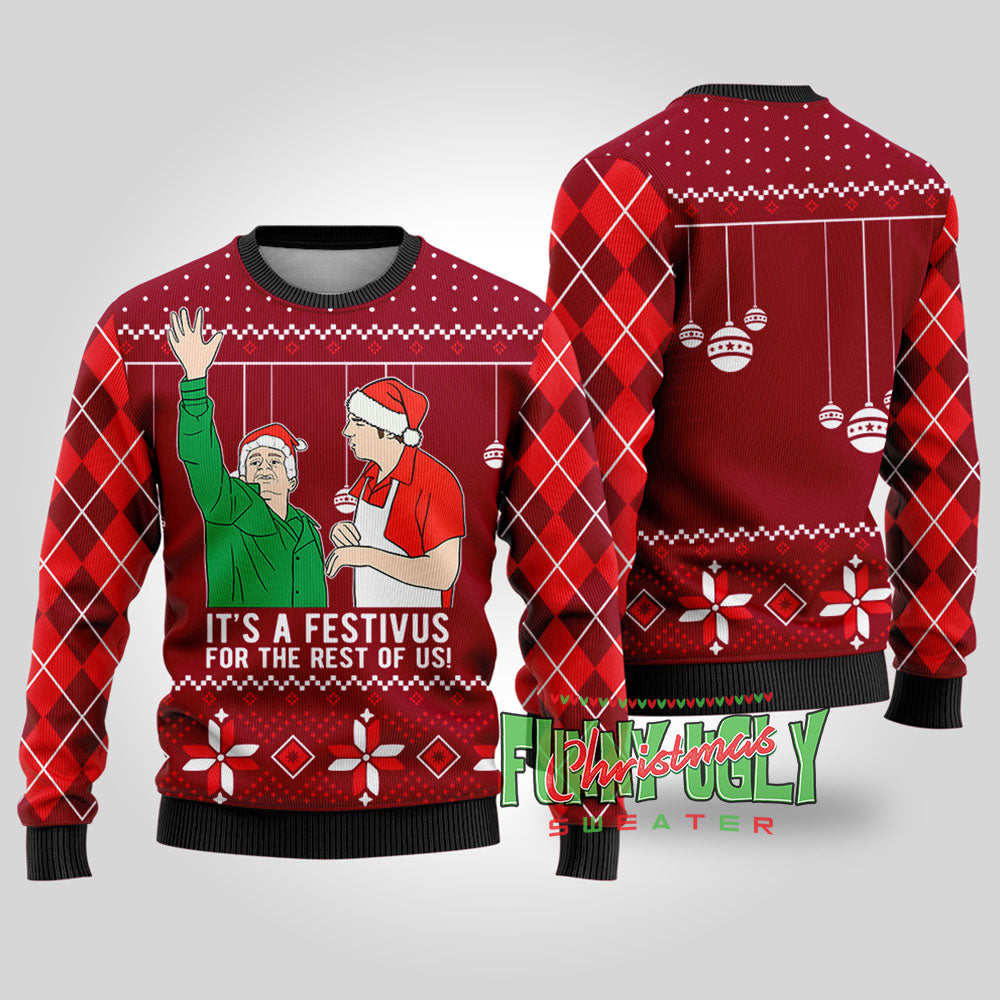 Festivus For The Rest Of Us Seinfeld Funny Christmas Sweater Cardinal Red