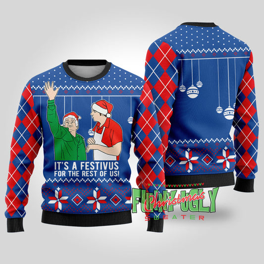 Festivus For The Rest Of Us Seinfeld Funny Christmas Sweater Royal