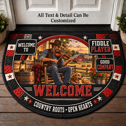 Fiddle Player Personalized Half Round Mat | 5To9Vibe