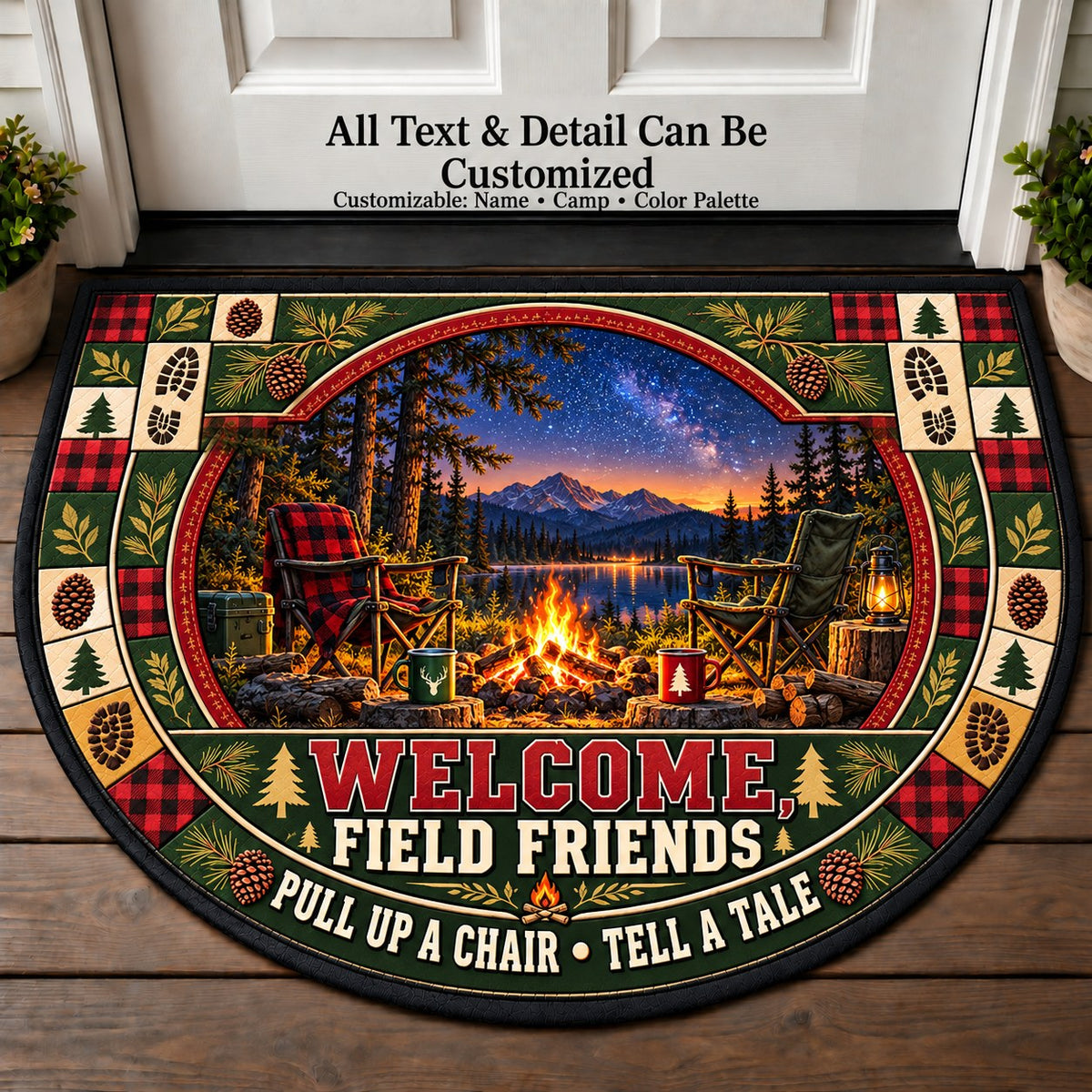 Campfire Field Tales - Field Friends Personalized Half Round Mat | 5To9Vibe
