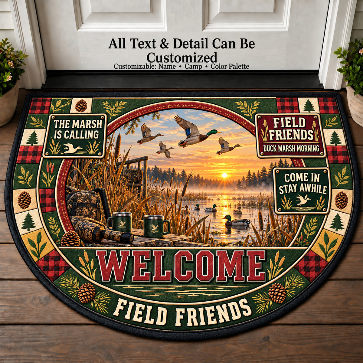 Duck Marsh Morning - Field Friends Personalized Half Round Mat | 5To9Vibe