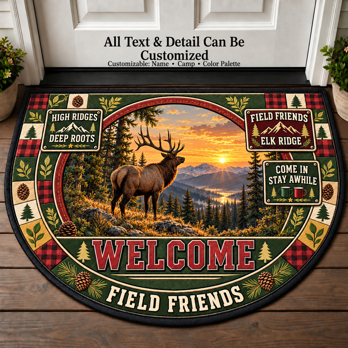 Elk Ridge - Field Friends Personalized Half Round Mat | 5To9Vibe