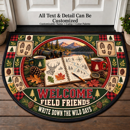 Field Journal Sketch - Field Friends Personalized Half Round Mat | 5To9Vibe