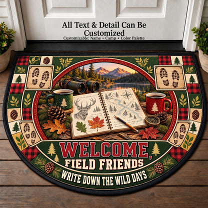 Field Journal Sketch - Field Friends Personalized Half Round Mat | 5To9Vibe