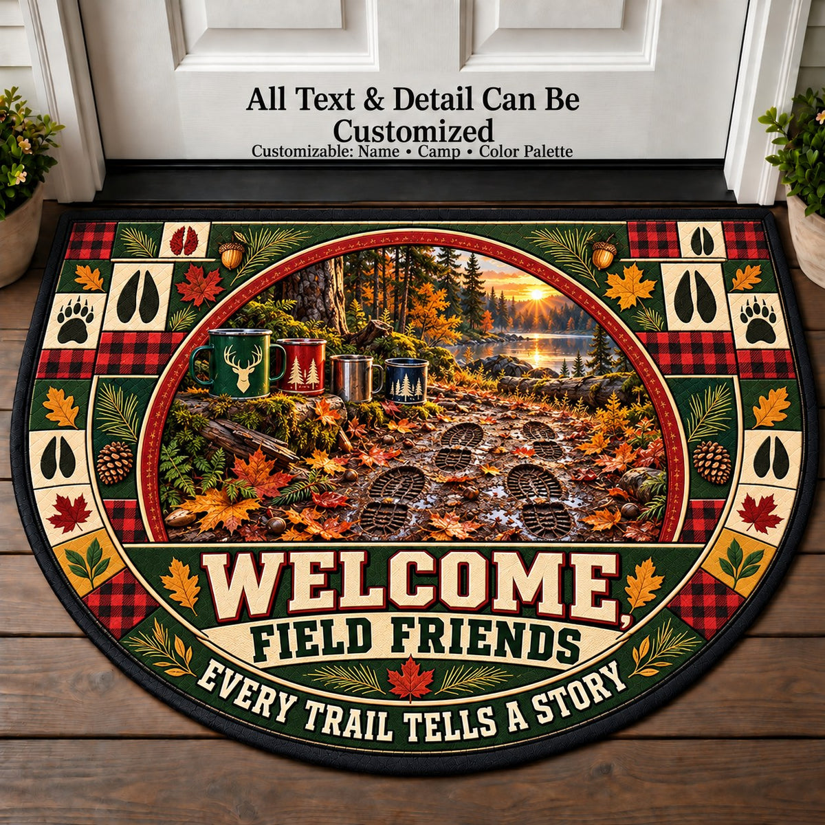 Forest Tracks - Field Friends Personalized Half Round Mat | 5To9Vibe