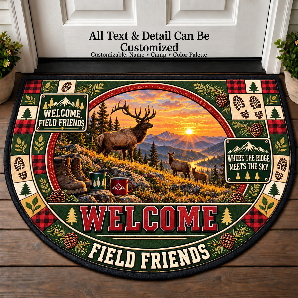 Highland Wildlife - Field Friends Personalized Half Round Mat | 5To9Vibe