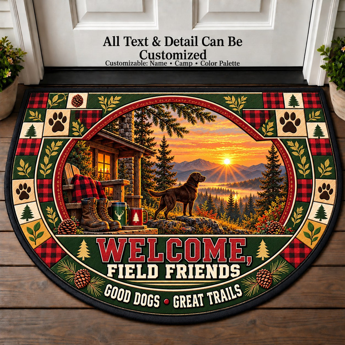 Hunting Dog Home - Field Friends Personalized Half Round Mat | 5To9Vibe