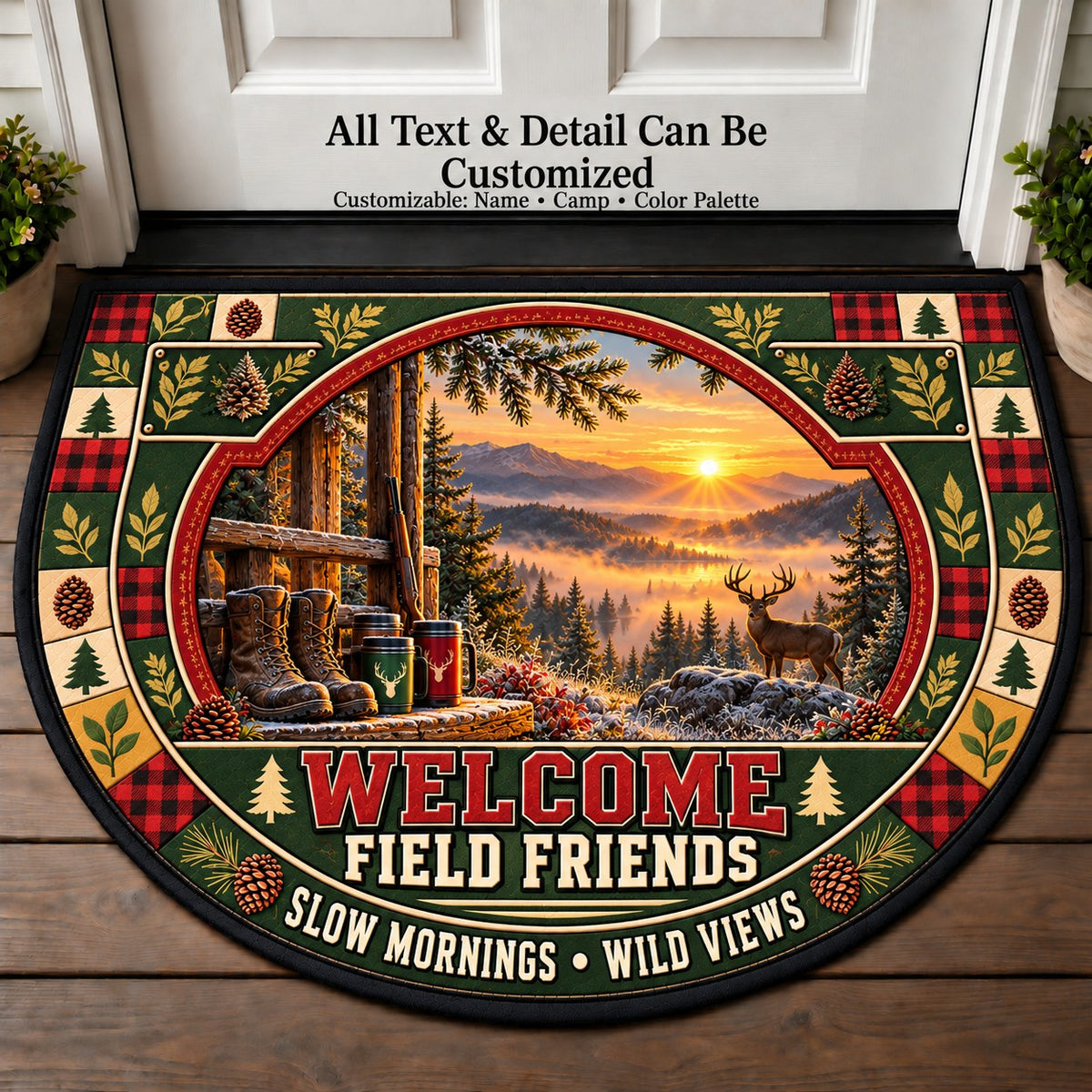 Quiet Morning Stand - Field Friends Personalized Half Round Mat | 5To9Vibe