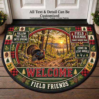Turkey Woods Trail - Field Friends Personalized Half Round Mat | 5To9Vibe