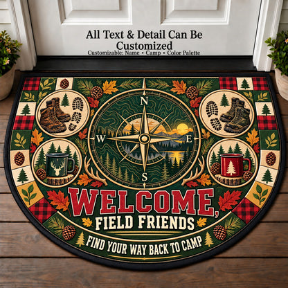 Woodland Compass - Field Friends Personalized Half Round Mat | 5To9Vibe