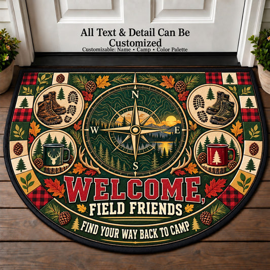 Woodland Compass - Field Friends Personalized Half Round Mat | 5To9Vibe