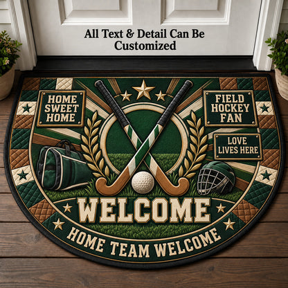 Field Hockey Fan Personalized Half Round Mat | 5To9Vibe