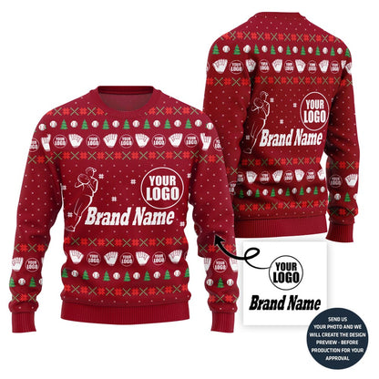 Fierce Custom Baseball Team Logo And Name Ugly Christmas Sweater