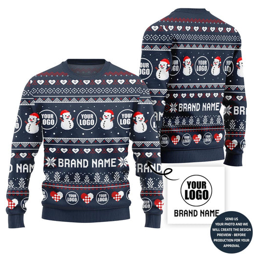 Fierce Custom Company Logo Ugly Christmas Sweater