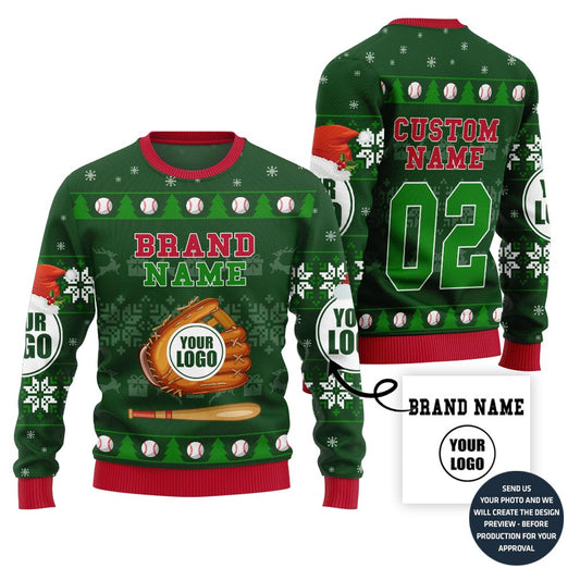 Fierce Custom Logo Baseball Ugly Xmas Sweater
